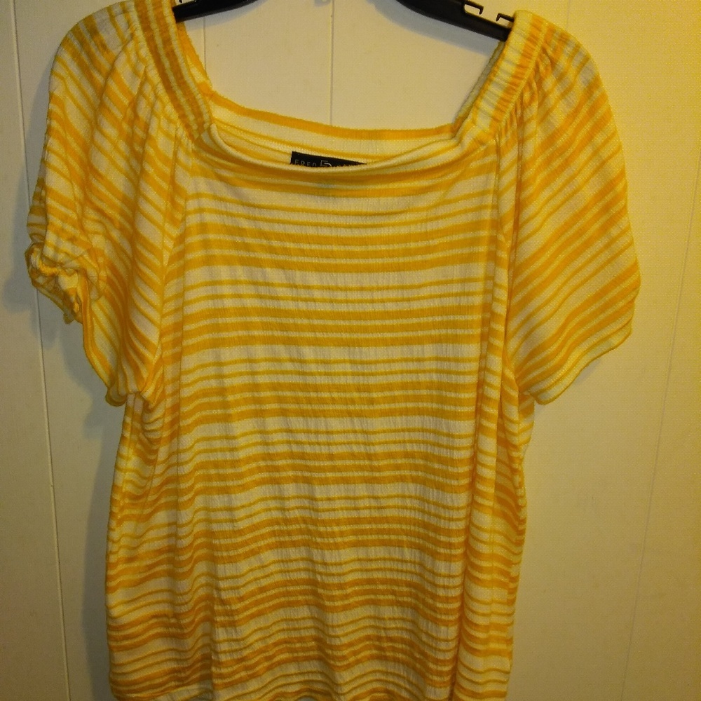 Yellow and White Striped Blouse